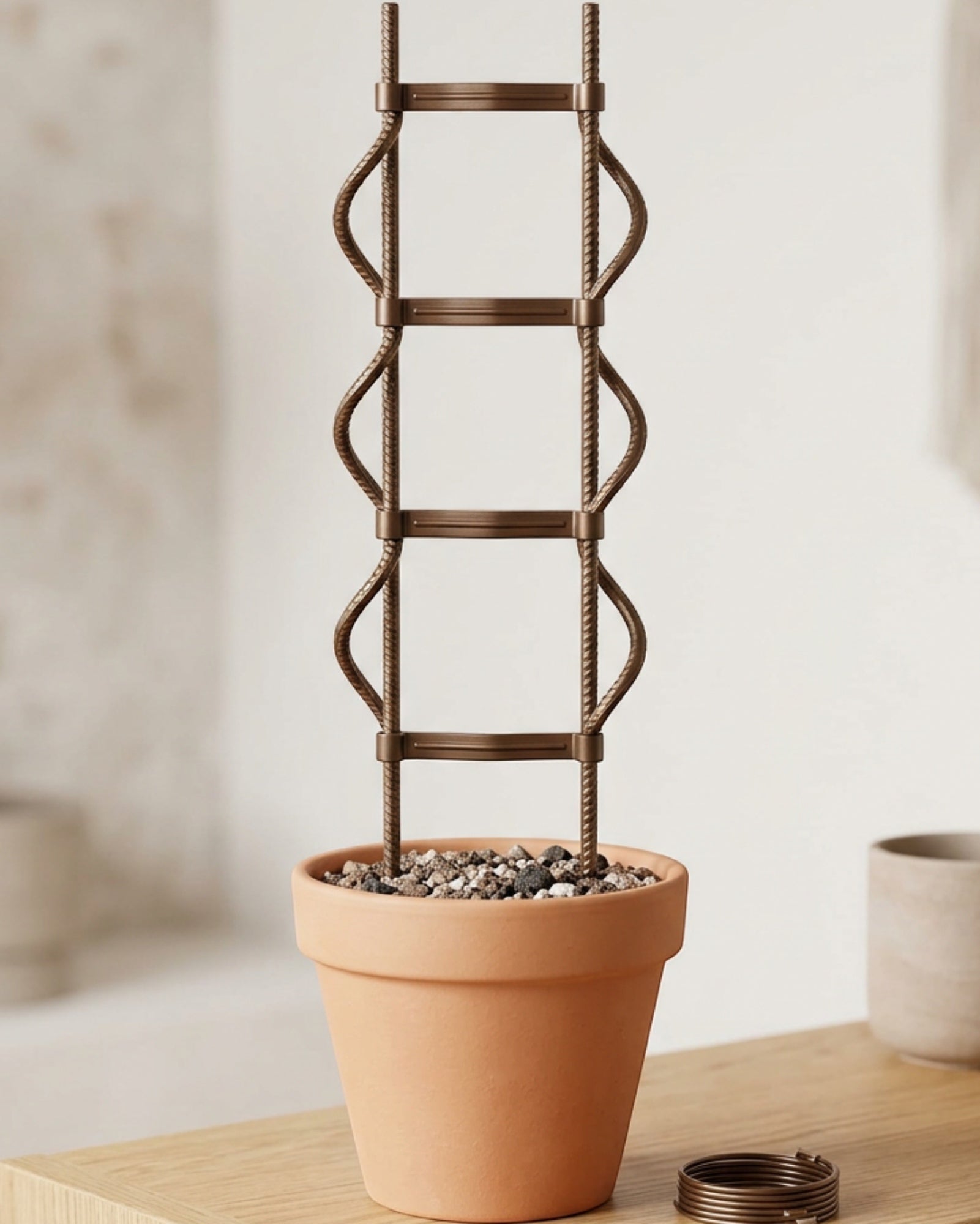 Ylvhg Double-Helix Steel Plant Trellis Bronze 28 Inch - Lifestyle view