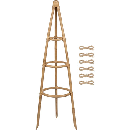 Ylvhg Three-Ring Rattan Obelisk Plant Support Natural 36 Inch - Product view
